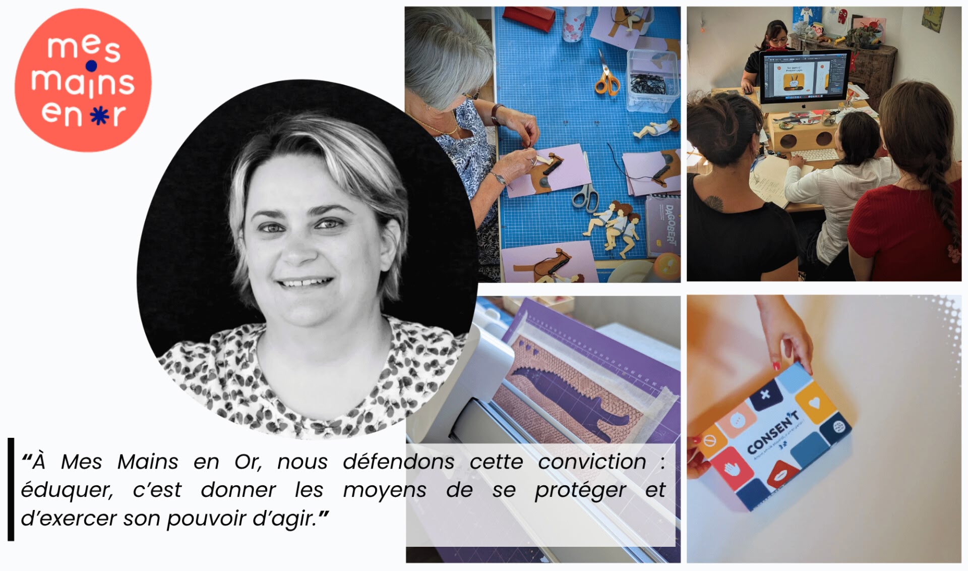 photo de caroline Chabaud et des réalisations de Mes mains en or