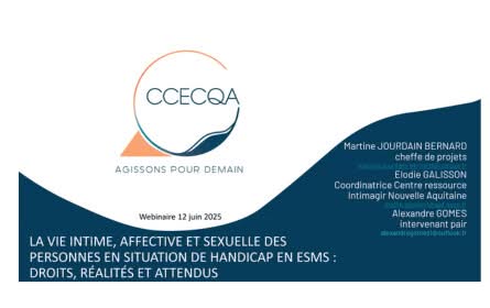 Affiche d'un webinaire du CCECOA sur la « Violence sexuelle entre résidents en ESMS : L'accompagnement des auteurs », prévu le 11/06/26 de 13h30 à 14h30, avec inscription obligatoire